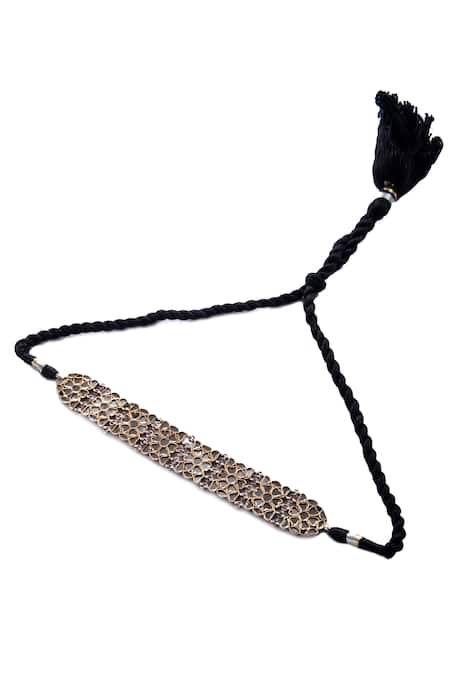 Shop_Neeta Boochra_Gold Plated Mirror Studded Choker Necklace _Online_at_Aza_Fashions