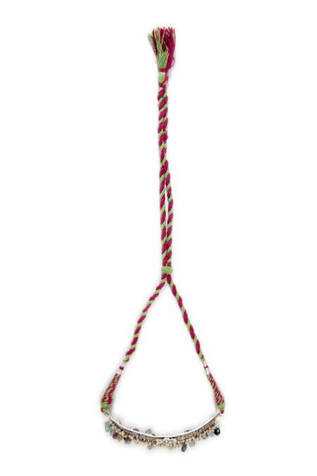 Neeta Boochra_Silver Plated Pearl Embellished Choker _at_Aza_Fashions