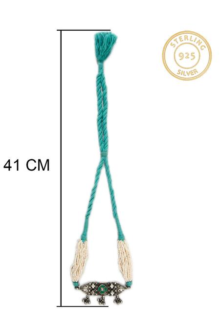 Buy_Neeta Boochra_Silver Plated Bead And Kundan Embellished Pendant Choker _Online_at_Aza_Fashions