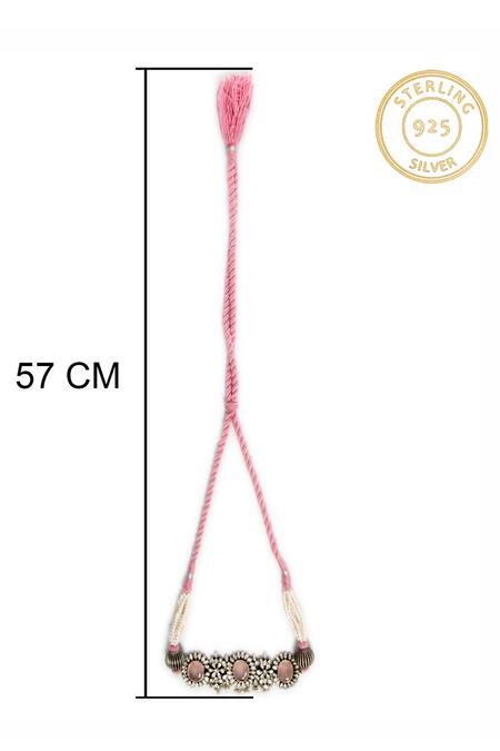 Buy_Neeta Boochra_Silver Plated Gemstone Embellished Choker Necklace 