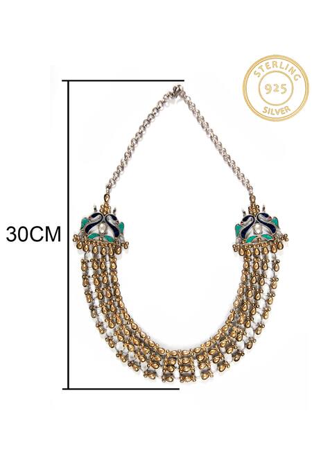 Neeta Boochra_Gold Plated Carved Work Layered Necklace _at_Aza_Fashions