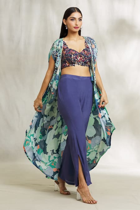 Divya Kanakia Floral Print Cape Pant Set 