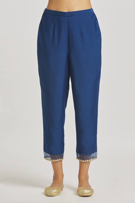 Asaga Blue Organza, Chanderi, Muslin Embroidery, Mirrors V-neck Yoke Kurta Set at Aza Fashions Asaga_Blue Organza, Chanderi, Muslin Embroidery, Mirrors V-neck Yoke Kurta Set _at_Aza_Fashions