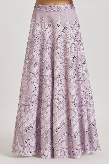Asaga Purple Silk, Organza Tassels, Embroidery Plunge Neck Annika Lehenga Set at Aza Fashions Asaga_Purple Silk, Organza Tassels, Embroidery Plunge Neck Annika Lehenga Set _at_Aza_Fashions