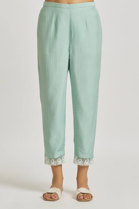 Asaga Green Silk, Muslin, Organza Embroidery Round Neck Peacock Kurta Set at Aza Fashions Asaga_Green Silk, Muslin, Organza Embroidery Round Neck Peacock Kurta Set _at_Aza_Fashions