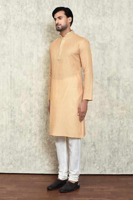 Arihant Rai Sinha_Yellow Polyester, Cotton Printed Kurta And Pant Set_at_Aza_Fashions