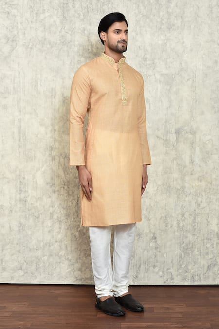 Buy_Arihant Rai Sinha_Yellow Polyester, Cotton Printed Kurta And Pant Set