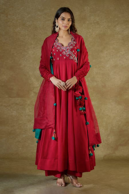 The Aarya Hand Embroidered Anarkali Palazzo Set 