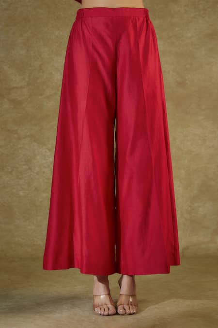 Buy The Aarya Red Viscose, Chanderi Embroidery, Sequins V-neck Floral Hand Kurta Set Online at Aza Fashions Buy_The Aarya_Red Viscose, Chanderi Embroidery, Sequins V-neck Floral Hand Kurta Set _Online_at_Aza_Fashions