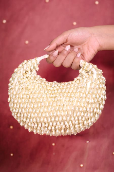 Buy_House Of Kosha_Ivory Beads, Pearls Jae Beaded Bag _Online_at_Aza_Fashions