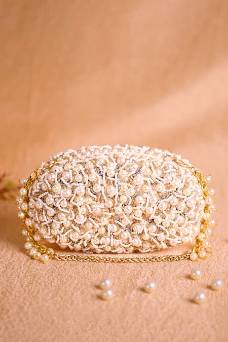 Buy White Ivory Floral Rectangular Clutch by Puneet Gupta Online at Aza  Fashions.