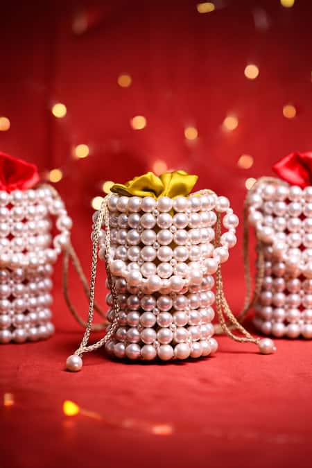 House of Kosha Avana Pearl Embellished Mini Bucket Bag - Single Pc 