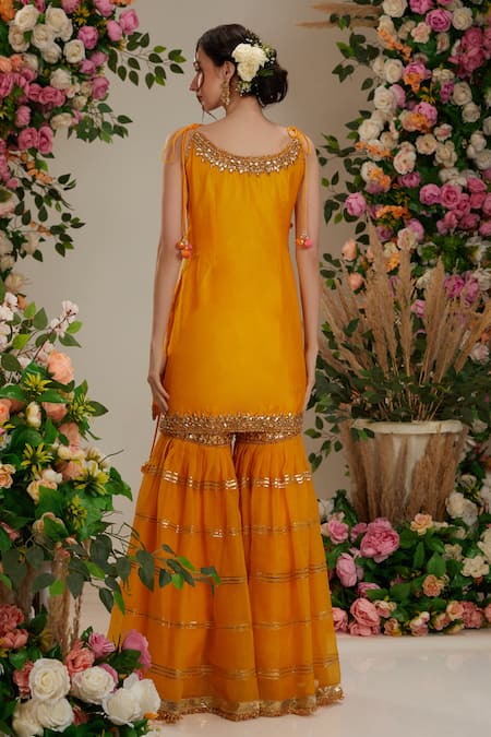 Preeti S Kapoor Silk Gota Embroidered Kurta Gharara Set