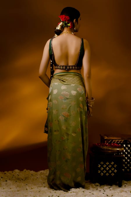 Priyal Bhardwaj Silk Embroidered Bordered Blouse 