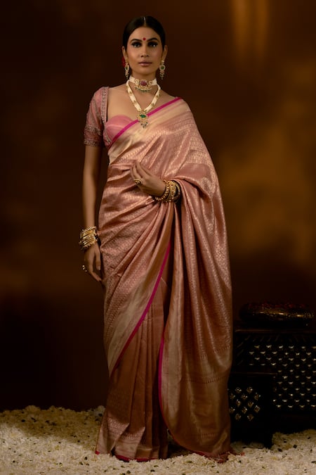 Priyal Bhardwaj Pink Silk Sequins, Beads Sweetheart Neck Zari Embroidered Blouse Online at Aza Fashions Priyal Bhardwaj_Pink Silk Sequins, Beads Sweetheart Neck Zari Embroidered Blouse _Online_at_Aza_Fashions