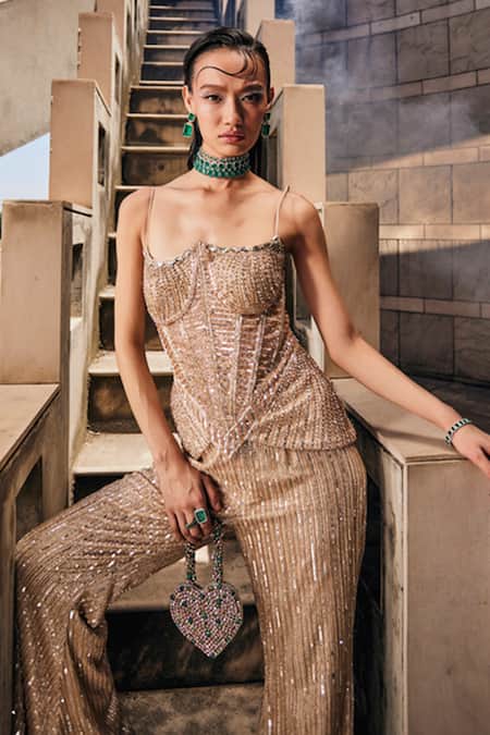 Garima Karwariya Designs The Soleil Embellished Corset & Flared Pant Set 