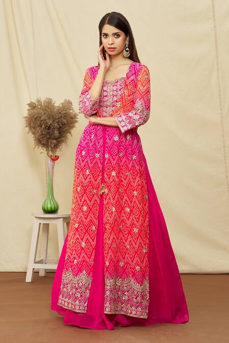 Shop Khwaab By Sanjana Lakhani Pink Soft Silk Sequin And Aari Work Cape Lehenga Set Online at Aza Fashions Shop_Khwaab By Sanjana Lakhani_Pink Soft Silk Sequin And Aari Work Cape Lehenga Set_Online_at_Aza_Fashions