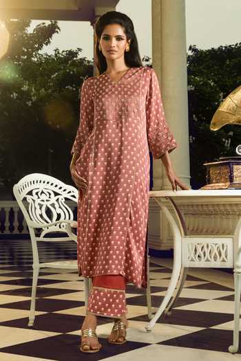 Dohr India Maroon Modal, Silk, , Satin Qala Floral Butti Print Kurta Set Online at Aza Fashions Dohr India_Maroon Modal, Silk, , Satin Qala Floral Butti Print Kurta Set _Online_at_Aza_Fashions