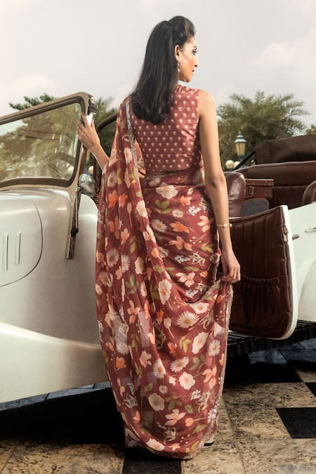 Dohr India Anchal Printed Saree With Unstitched Blouse Piece 