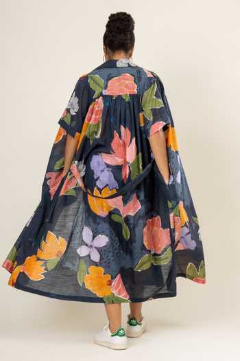 Shop_Doodlage_Multi Color Cotton Collared Bloom Print Shirt Dress _Online_at_Aza_Fashions