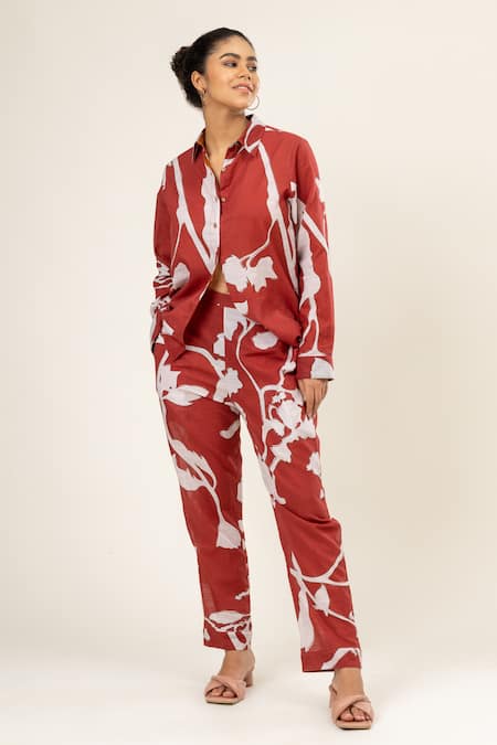 Doodlage Canna Bloom Print Shirt With Pant 