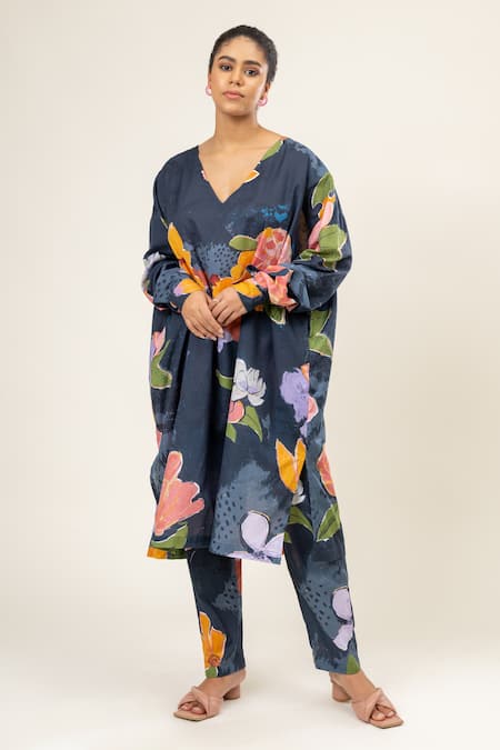 Doodlage Midnight Flora Print Tunic With Pant 