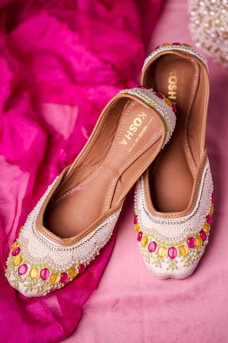 House of Kosha Jewel Toned Beads Embroidered Juttis 