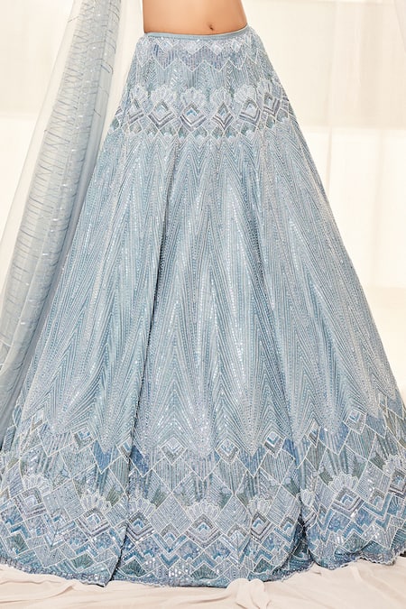 Buy Disha Muchhala Blue Silk, Net, Organza Sequins, Embroidery French Knots Bridal Lehenga Set Online at Aza Fashions Buy_Disha Muchhala_Blue Silk, Net, Organza Sequins, Embroidery French Knots Bridal Lehenga Set _Online_at_Aza_Fashions