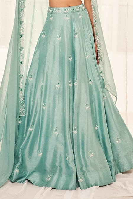 Disha Muchhala Blue Silk, Organza, Crepe Cut Work, Sequins, Resham Blouse Lehenga Set Online at Aza Fashions Disha Muchhala_Blue Silk, Organza, Crepe Cut Work, Sequins, Resham Blouse Lehenga Set _Online_at_Aza_Fashions