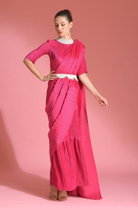 Blush Embroidered Saree Gown – Studio East6