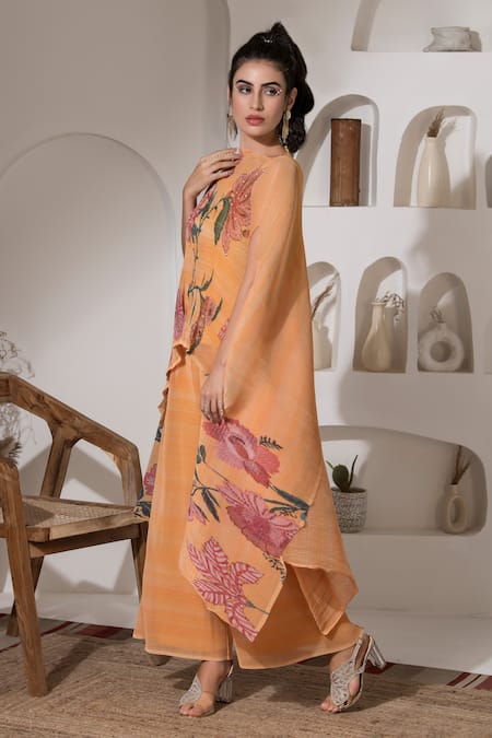 Buy Preeti Mehta Yellow Lurex, Polyester Embroidery High Floral Bloom Pattern Kaftan With Pant Online at Aza Fashions Buy_Preeti Mehta_Yellow Lurex, Polyester Embroidery High Floral Bloom Pattern Kaftan With Pant _Online_at_Aza_Fashions