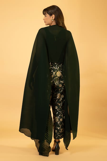 Preeti Mehta Pearl Embroidered Kaftan With Floral Banarasi Pant 