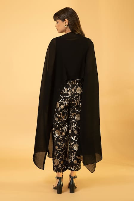 Preeti Mehta Pearl Embroidered Kaftan With Flower Banarasi Pant 