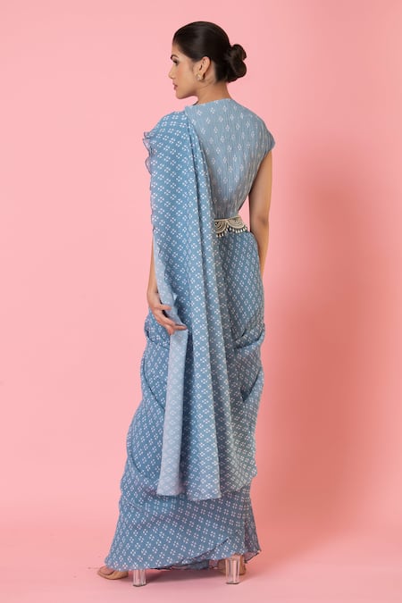 Preeti Mehta Pre-Draped Pleated Saree With Blouse 