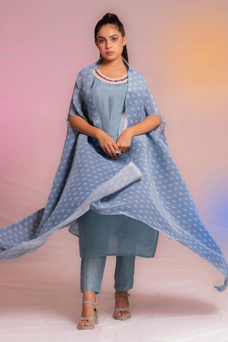 PREETI MEHTA Geometric Pattern Cape & Kurta Set 