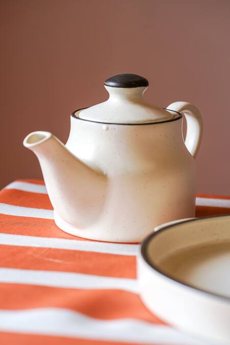 Buy_Label Reyya_Off White Ceramic Sicily Tea Set
