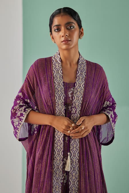 Shop Surbhi Gupta Purple Abstract Geometric Print Cape Sharara Set Online at Aza Fashions Shop_Surbhi Gupta_Purple Abstract Geometric Print Cape Sharara Set _Online_at_Aza_Fashions