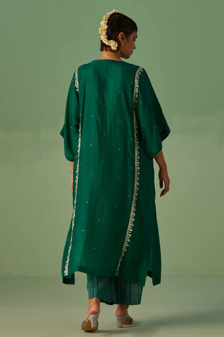 Surbhi Gupta Dabka Embellished Yoke Kaftan With Trouser 