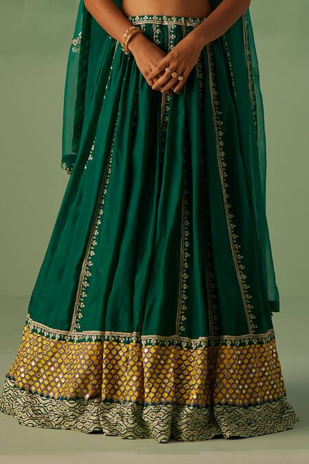 Shop Surbhi Gupta Green Bamboo, Organza, Silk Diamonds, Placement Dabka Embellished Lehenga Set Online at Aza Fashions Shop_Surbhi Gupta_Green Bamboo, Organza, Silk Diamonds, Placement Dabka Embellished Lehenga Set _Online_at_Aza_Fashions