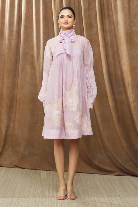 Bump Loving Purple Viscose, Polyester Embroidery High Serena Floral Pattern Maternity Dress Online at Aza Fashions Bump Loving_Purple Viscose, Polyester Embroidery High Serena Floral Pattern Maternity Dress_Online_at_Aza_Fashions