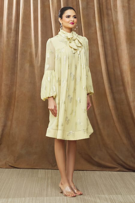 Bump Loving Yellow Viscose, Polyester Pearls, Siena Butterfly Print Maternity Dress Online at Aza Fashions Bump Loving_Yellow Viscose, Polyester Pearls, Siena Butterfly Print Maternity Dress_Online_at_Aza_Fashions