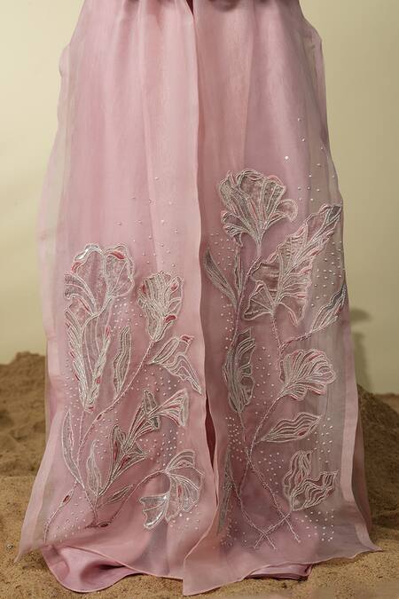 Buy PIRI INDIA Pink Organza, Chanderi Sequins, Beads, Embroidery Shelly Jumpsuit With Overcoat Online at Aza Fashions Buy_PIRI INDIA_Pink Organza, Chanderi Sequins, Beads, Embroidery Shelly Jumpsuit With Overcoat _Online_at_Aza_Fashions