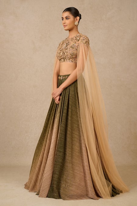 Buy Tarun Tahiliani Green Silk, Tulle Embroidery, Sequins, Crystals Round Ombre Skirt And Blouse Set Online at Aza Fashions Buy_Tarun Tahiliani_Green Silk, Tulle Embroidery, Sequins, Crystals Round Ombre Skirt And Blouse Set_Online_at_Aza_Fashions