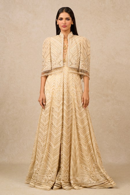 Tarun Tahiliani Stripe Embroidered Cape 