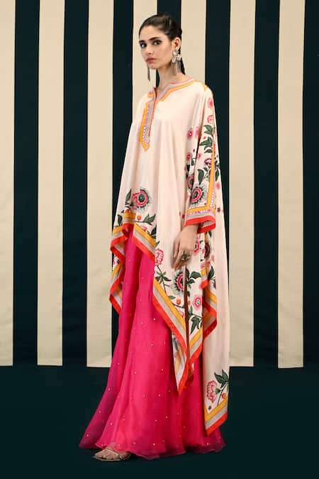 Buy Swati Vijaivargie Ivory Habutai Silk Embroidery Dianthus Bloom Tunic Kurta With Gharara Buy_Swati Vijaivargie_Ivory Habutai Silk Embroidery Dianthus Bloom Tunic Kurta With Gharara