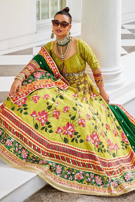 The Royaleum_Multi Color Crepe, Silk Sequins, Floral Bloom Pattern Anarkali With Dupatta _Online_at_Aza_Fashions