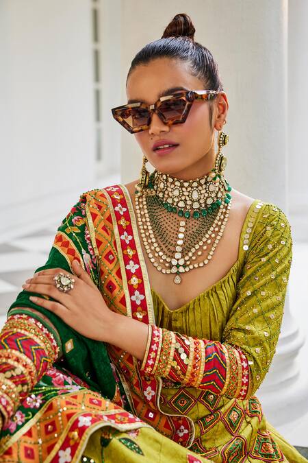 Buy_The Royaleum_Multi Color Crepe, Silk Sequins, Floral Bloom Pattern Anarkali With Dupatta _Online_at_Aza_Fashions