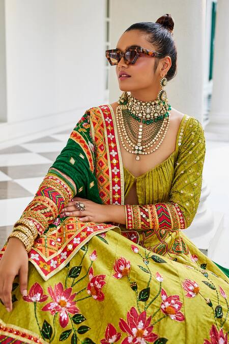 Shop_The Royaleum_Multi Color Crepe, Silk Sequins, Floral Bloom Pattern Anarkali With Dupatta _Online_at_Aza_Fashions