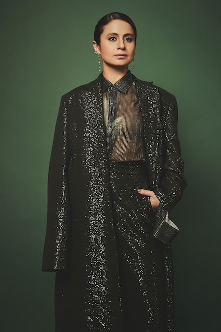 Nirmooha Sequin Embroidered Long Jacket 