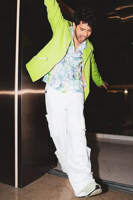 Nirmooha_Green Micro Biker Jacket _at_Aza_Fashions